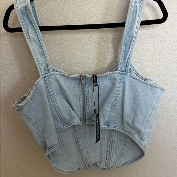 PrettyLittleThing Blue Sleeveless Bustier Bodysuit - Picture 3 of 4